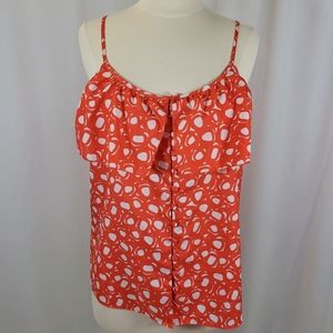 Women's Tank Top Size M Light Weight Spaghetti Strap Button Up Orange Summer